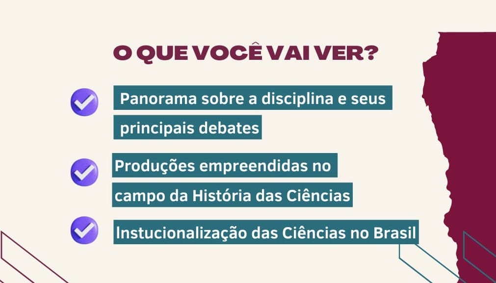 conteúdo do curso de história das ciências.